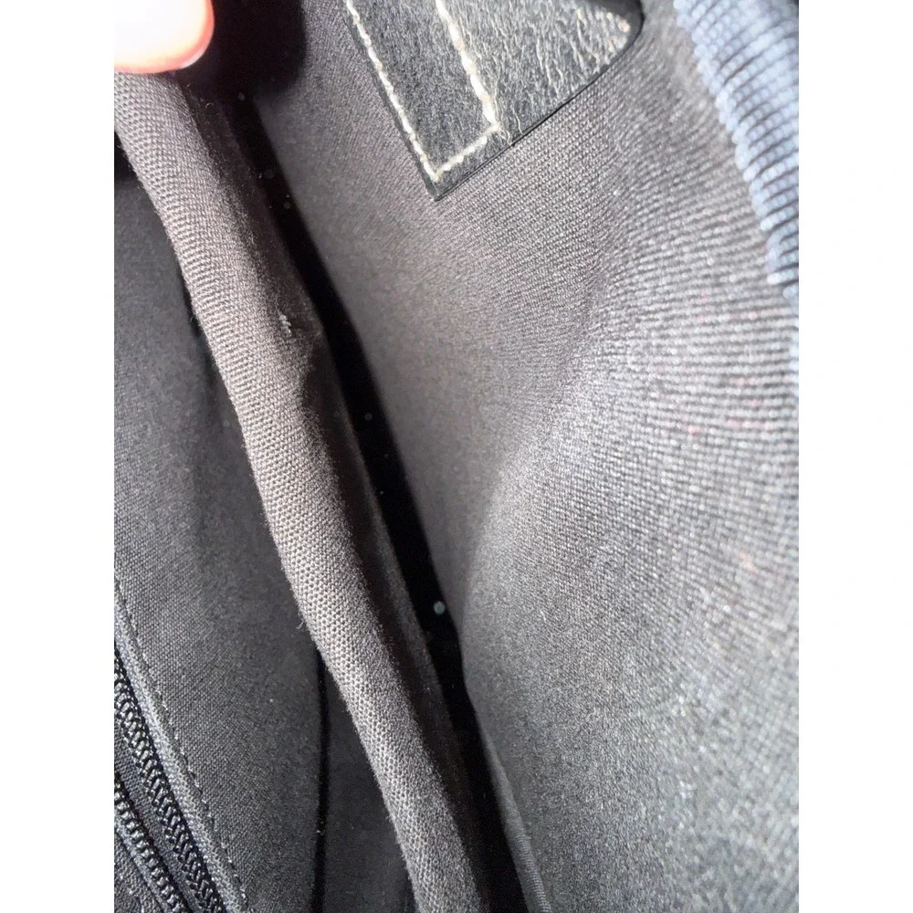 Cole Haan Black Pebbled Leather Briefcase Laptop Messenger Bag Contrast Stitch